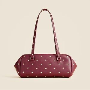 J. Crew Burgundy Shoulder Bag with Gold Polka Dots